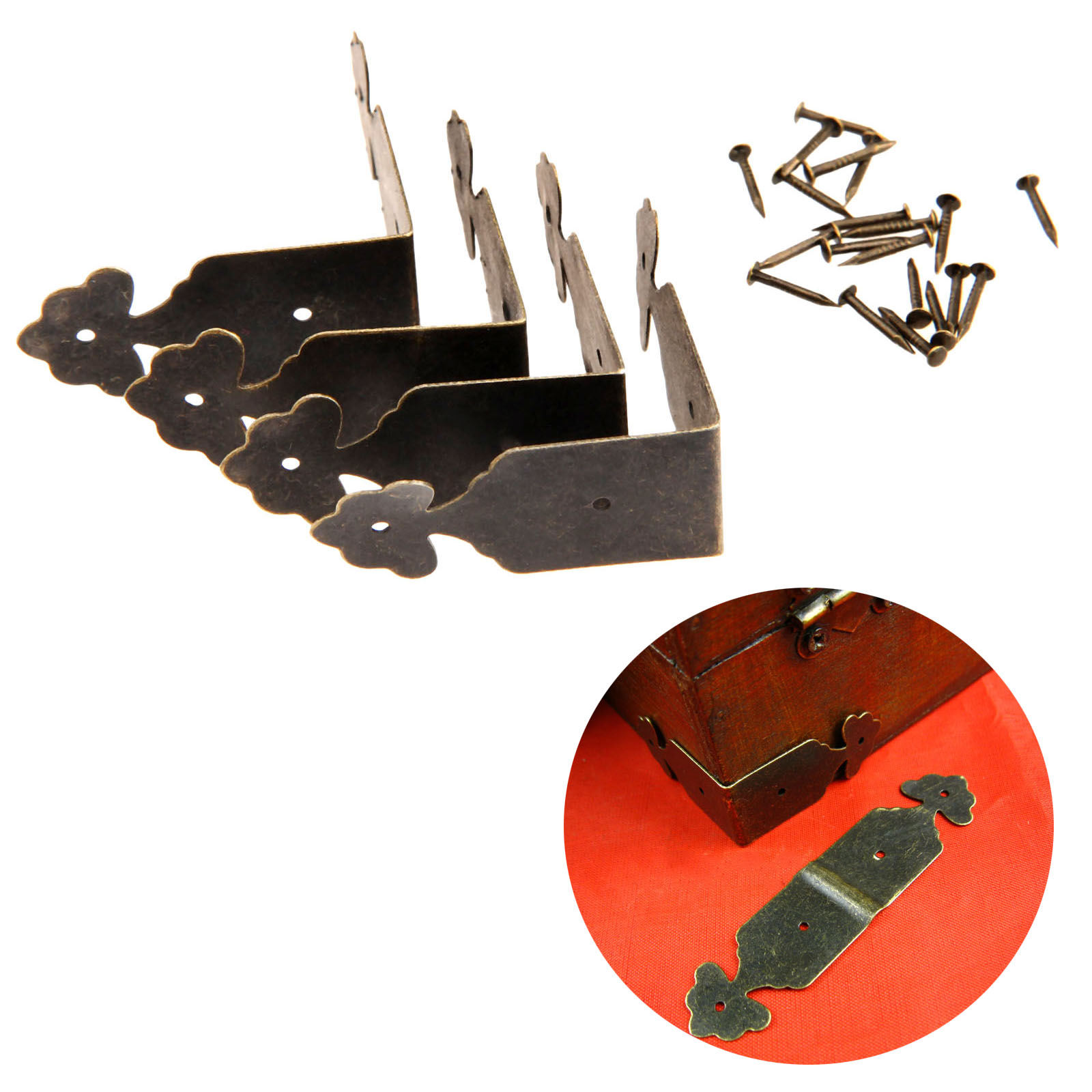 Furniture Hardware Covers - 4 Stuks Decoratieve Hoekbeschermers Ijzer Bloem
