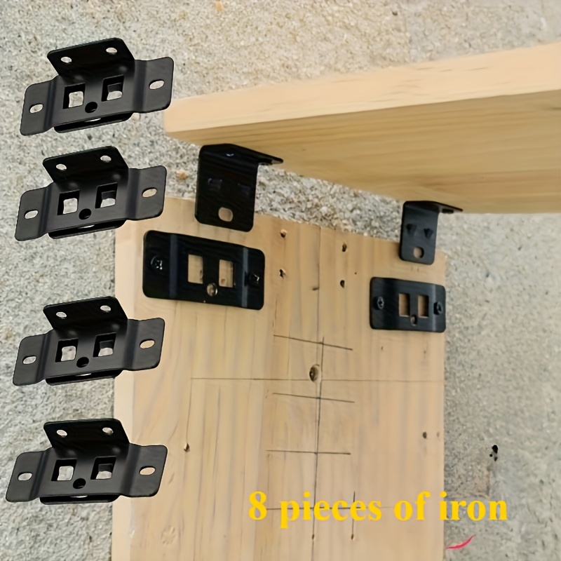 Furniture Hardware Connectors - 4 sets 2-in-1 metalen bevestigingsclips, L-vormig
